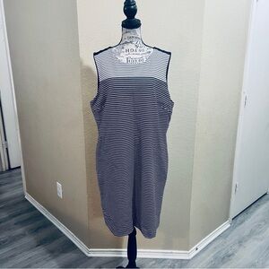 Isaac Mizrahi Black and White Striped Midi‎ Dress